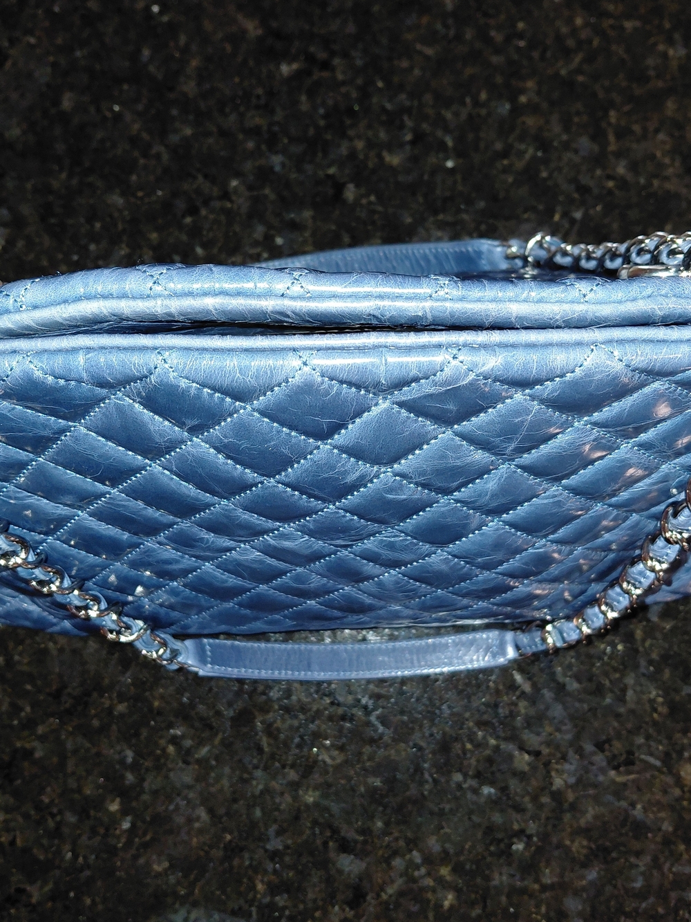 Chanel Navy Glazed Quilted Leather Just Mademoiselle Bowler Satchel Bag VGC! - Picture 10 of 16